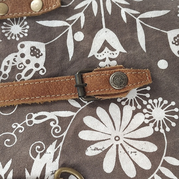 Great Nautical Tote Bag Floral Print Canvas And Leather - Picture 4 of 9